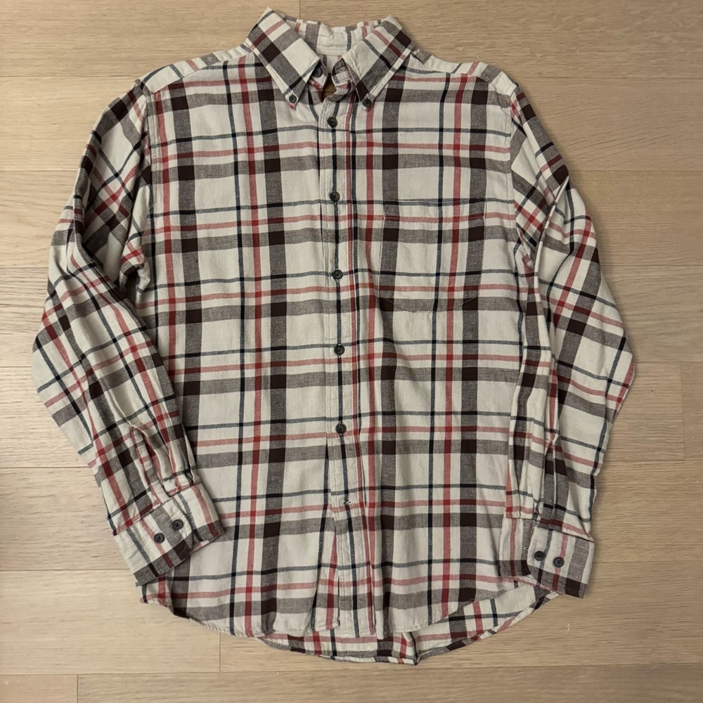 St. John's Bay Red and Brown Plaid Shirt